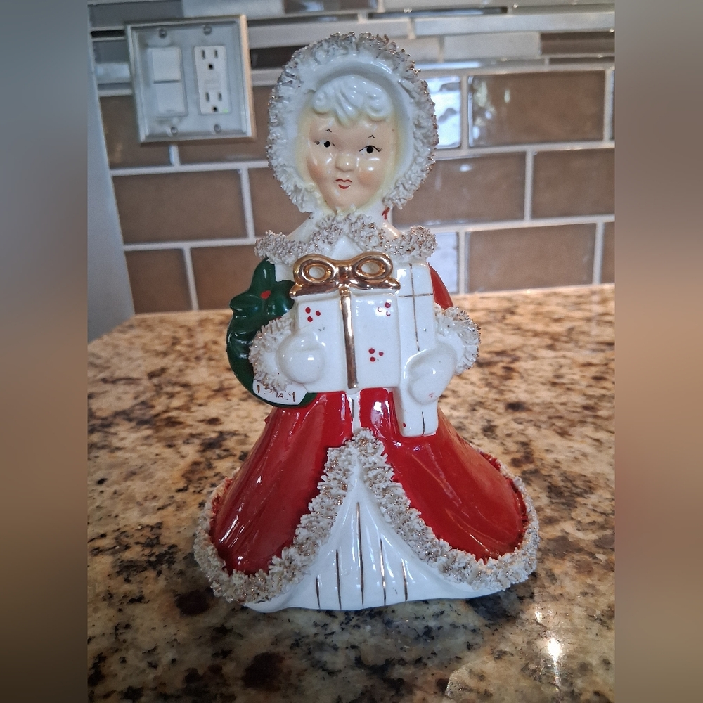 Rare 1960's RELPO CHRISTMAS vase With Spaghetti Trim